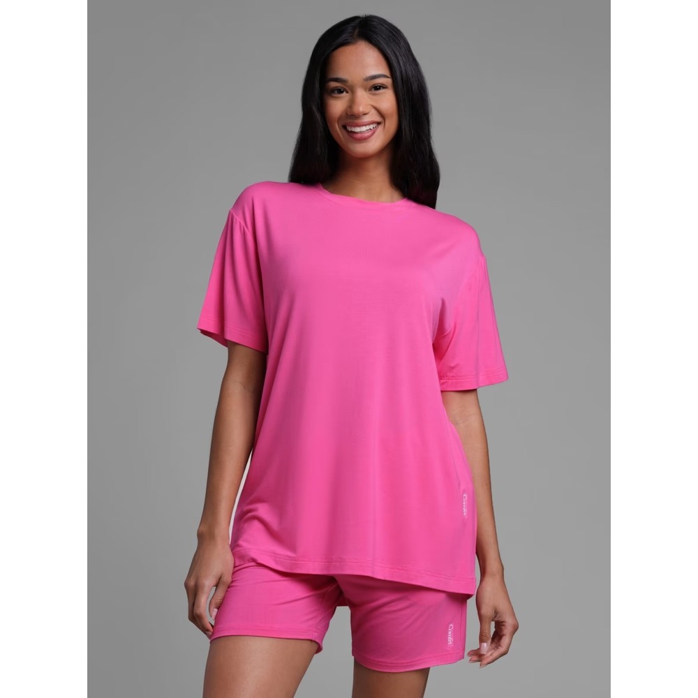 Comfrt Cloud Tee & Short Bundle Hot Pink 2pc Set Womens Large New